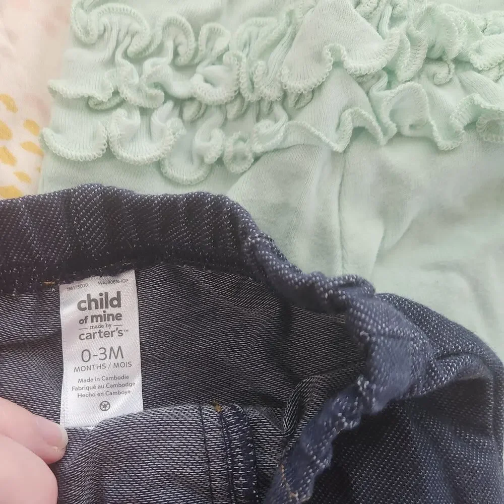 Mixed Lot 7 Items of Baby Girls Bottoms Size 0-3 Monthuiiiiii
